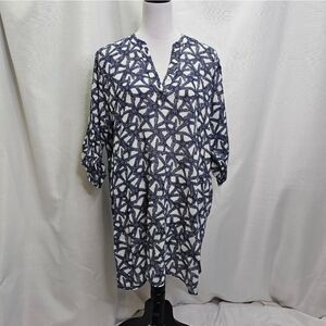 Top It Off Blue and White Cotton Swimsuit Coverup Size XL